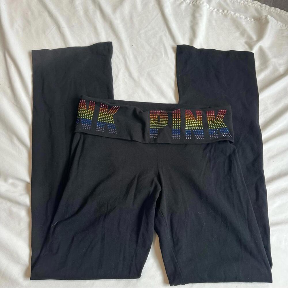 Y2K Victoria's Secret Bling foldover Waist Flare Yoga Pants